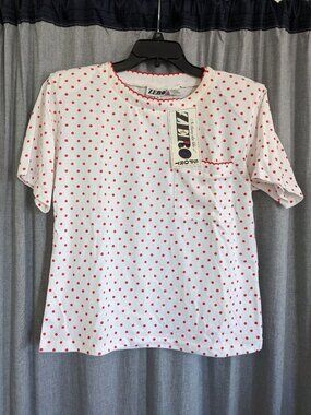 90s VTG deadstock t-shirt women's M Zero Sport white red polka dot girly twee